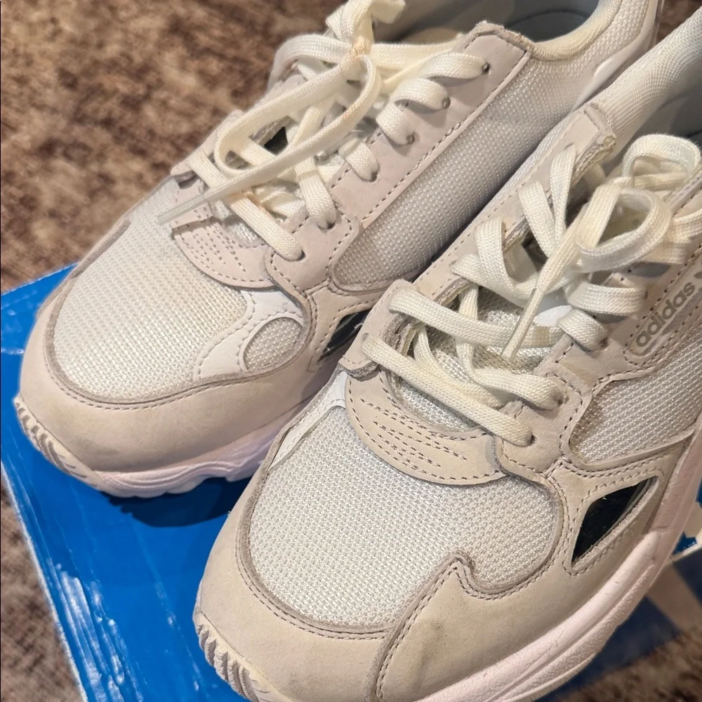 Adidas Cream and White Falcon Sneakers - Picture 2 of 4